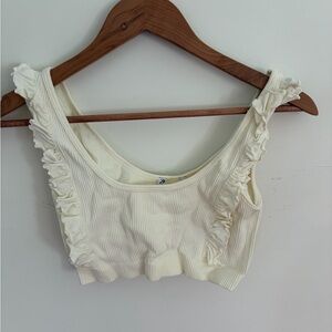Zara Cream Ruffled Tank Top